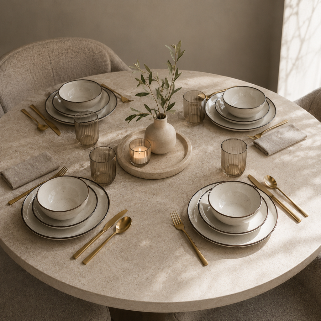[R042806] Service Moni - Brun/beige (Assiette - 27cm)