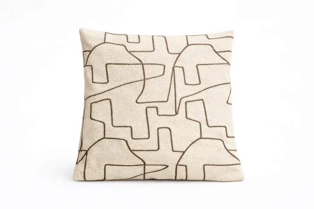 [139-10] Housse de coussin motif - Labyrinthe - noire - 60x60 CM