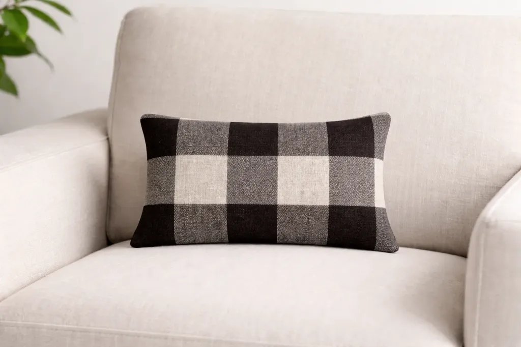 [137-4] Housse de coussin - carreaux - 50x30cm