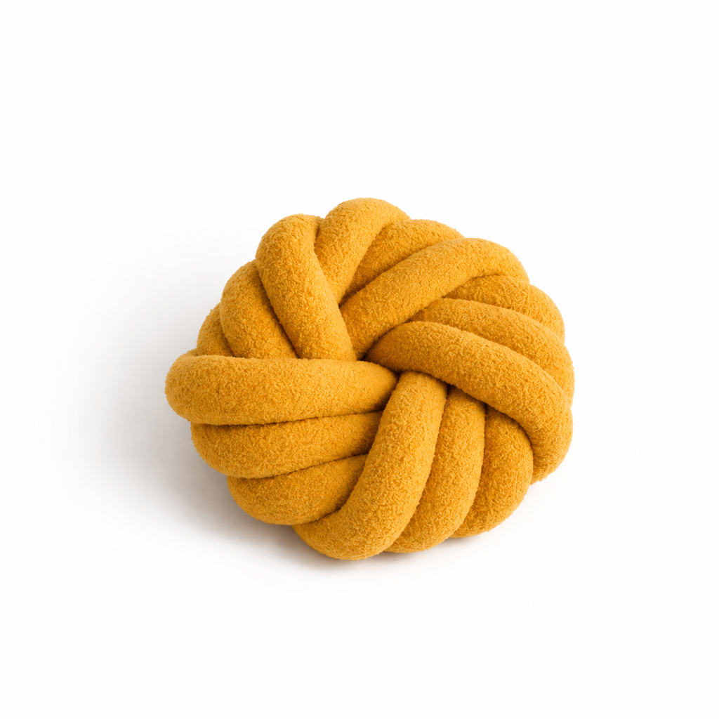 [136-9] Coussin tressé moutarde 30cm