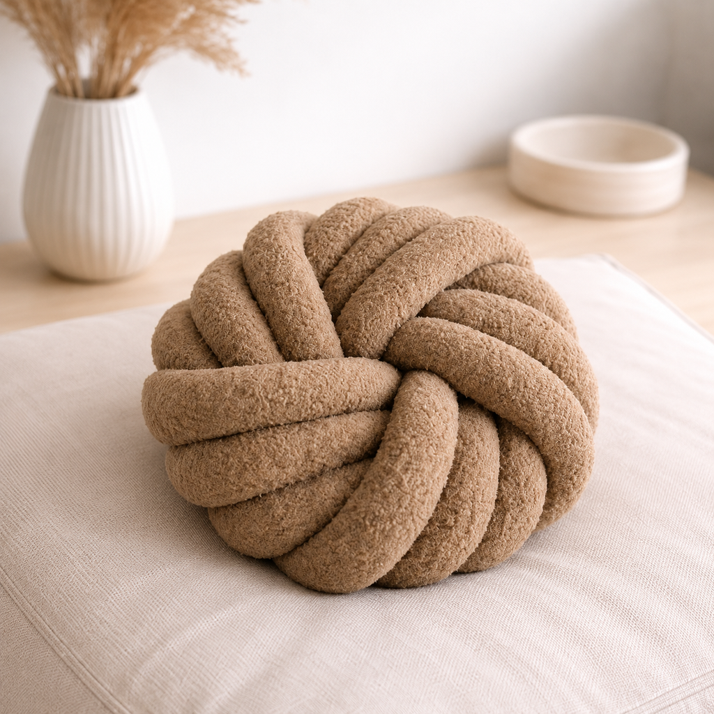 [136-7] Coussin tressé - Taupe - 30cm