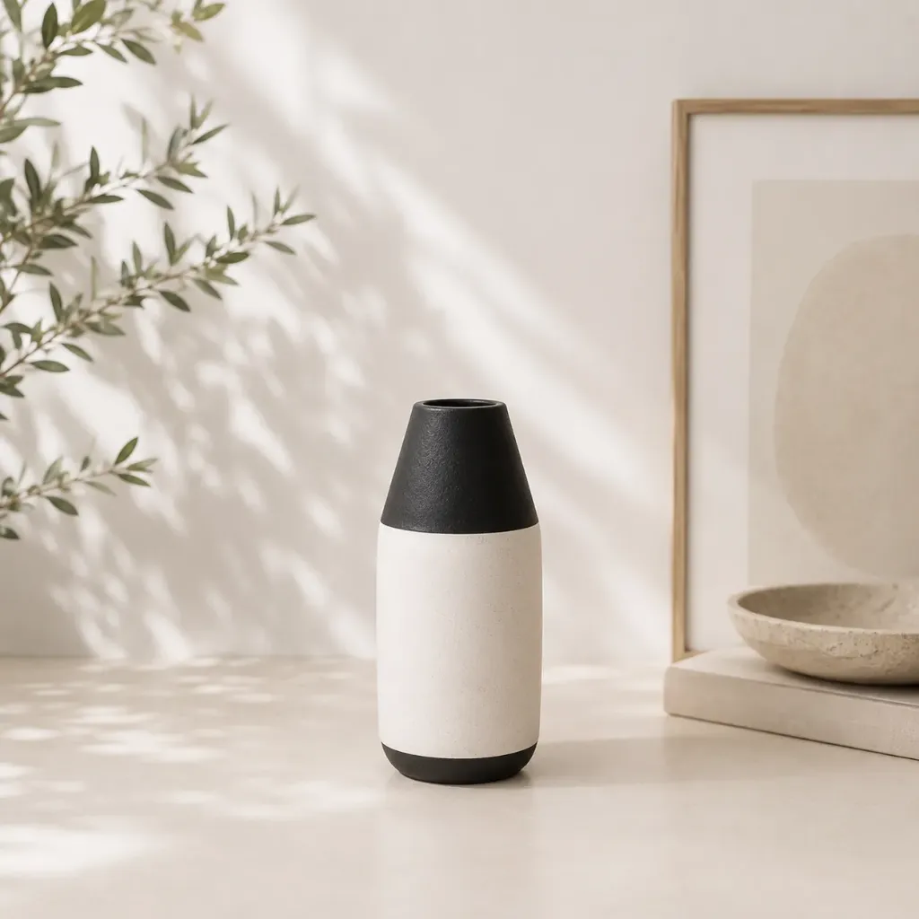 [054-5] Vase Sphéra - blanc/noir 25cm