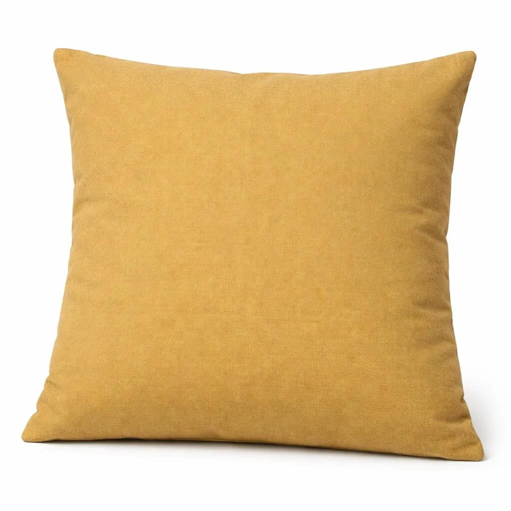 [139-7] Housse de coussin moutarde kaki 45x45cm