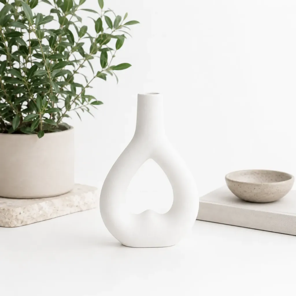 [114-3] Vase coeur ceramic - blanc 30cm