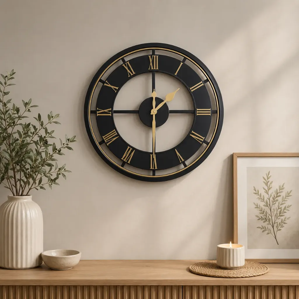 [131-15] Horloge murale Campania - noire & or - 50cm