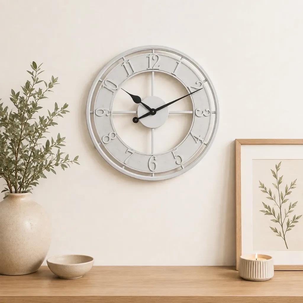[131-14] Horloge murale Campania - blanc grisé - 50cm
