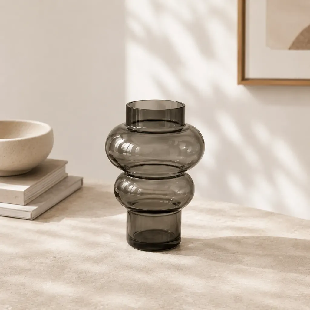 [053-8] Vase Galet noir - 22cm