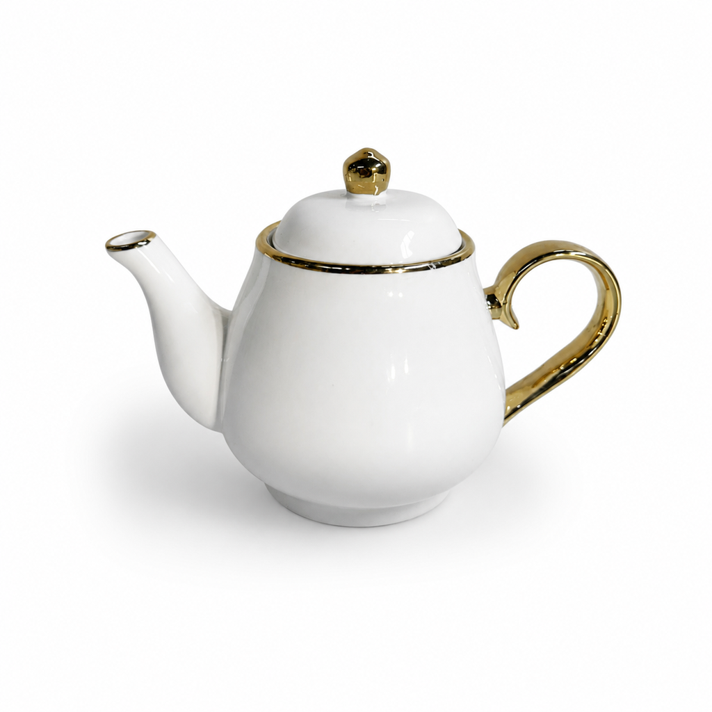 [495-9] Théière en porcelaine blanche filet doré 600ml