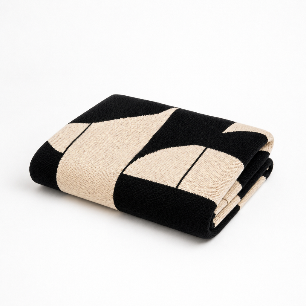 [055-3] Plaid Bera - noir/beige - 190x140cm