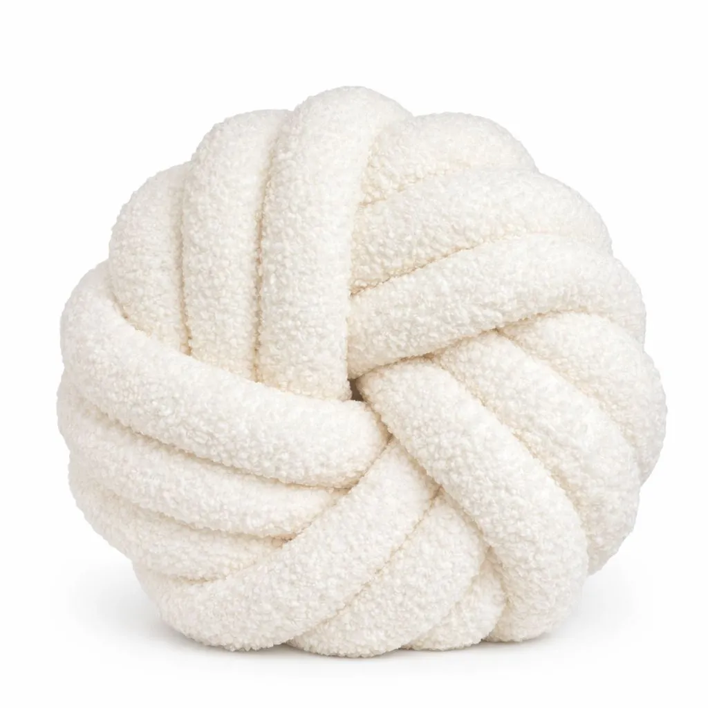 [136-8] Coussin tressé - Blanc - 30cm