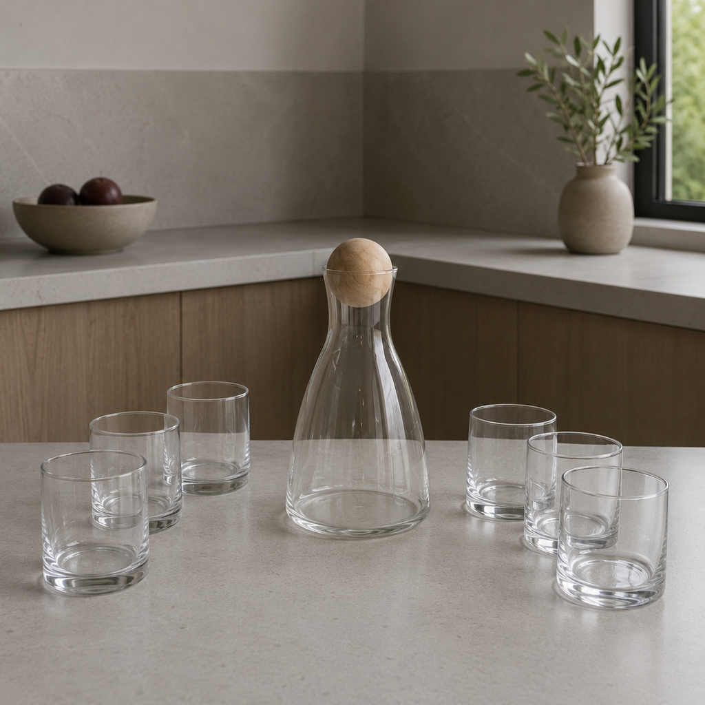 Carafe en verre transparent & verre (Bouteille)