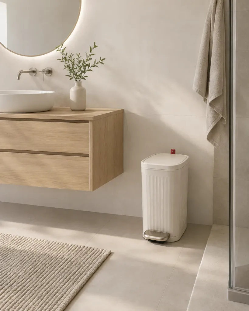 Poubelle pour WC - métal 5L (Poubelle-beige)