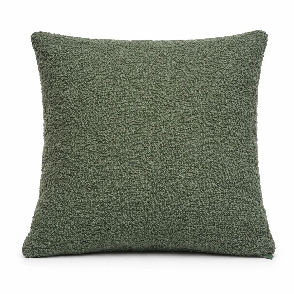 [137-1] Housse de coussin bouclettes - vert kaki - 40x40cm